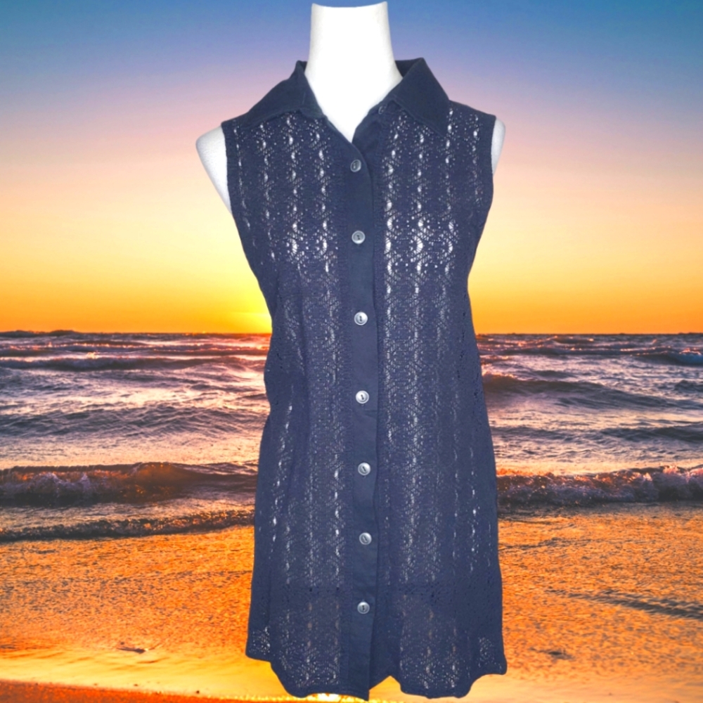 🦋Forelli Vintage Sleeveless Button Down Eyelet Tunic